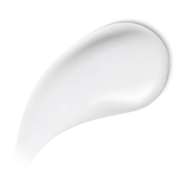 Güneş kremi doku örneği. Köpük lekesi. Süt beyazı kozmetik nemlendirici damlaları. Arka planda izole edilmiş makyaj malzemesi örneği var. Kremalı mus.