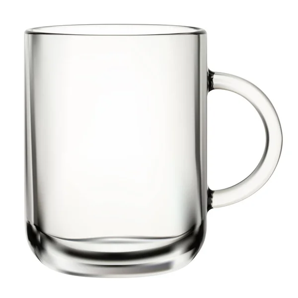 Üvegbögre Átlátszó Kávé Csésze Vektor Mockup Izolált Háttérben Kristálytiszta Teáscsésze — Stock Vector