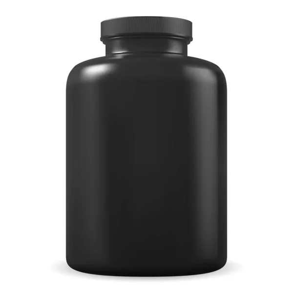 Fekete Kiegészítő Palack Sport Fehérje Műanyag Üveg Vektor Üres Bcaa — Stock Vector