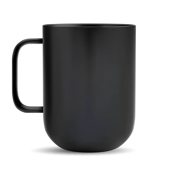 Schwarze Tasse Keramische Kaffee Oder Teebecher Attrappe Realistische Matte Teetasse — Stockvektor