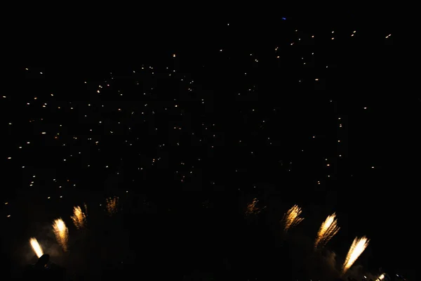 Fuochi Artificio Reali Deep Black Background Sky Futuristico Spettacolo Del — Foto Stock