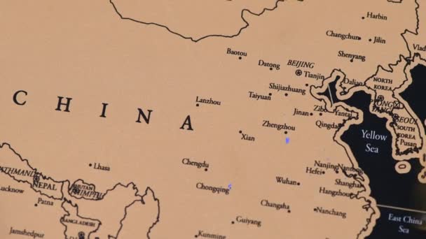 Covid-19 concept, black scratch Asia mapa de viajes, china scratch map — Vídeo de stock