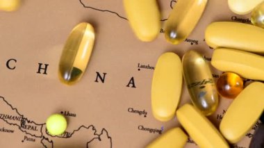 Covid-19 konsepti, siyah çizik Asya seyahat haritası, Çin çiziği haritası