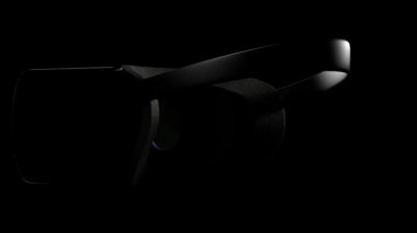 Sanal gerçeklik 3d maske. Gelecek şu andır. Yakın çekim. Alpha ile kulaklık geçiş chanel, şeffaflık, maske cama. VR genel bakış.