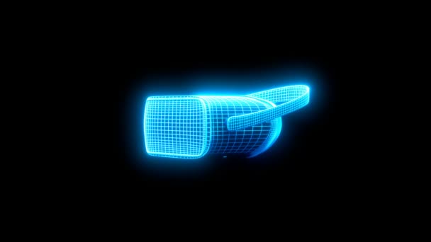 Virtuelle Realität. 360-Grad-Rundumblick. vr maskieren elektronische glühende Linien. — Stockvideo
