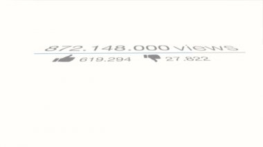 Sayısı sayacı. Hızlı bir şekilde artırarak 1 milyar görünümlerine kadar yakın. Animasyonlu trafik. Yukarıdan aşağıya.