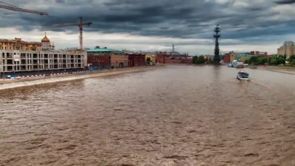 Moscow River timelapse hyperlapse, Moskou, Rusland Stockvideo
