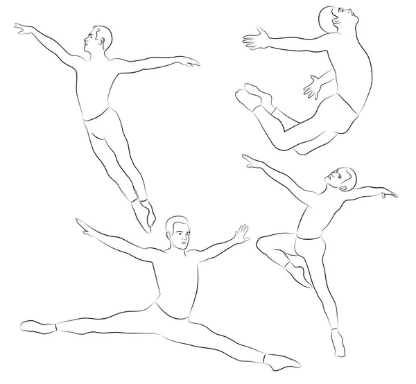 Siluety Muže Tančí Balet — Stockový vektor