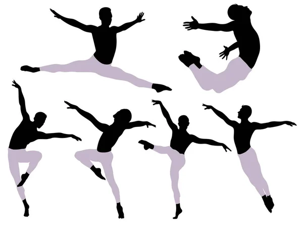 Silhouettes Homme Dansant Ballet — Image vectorielle