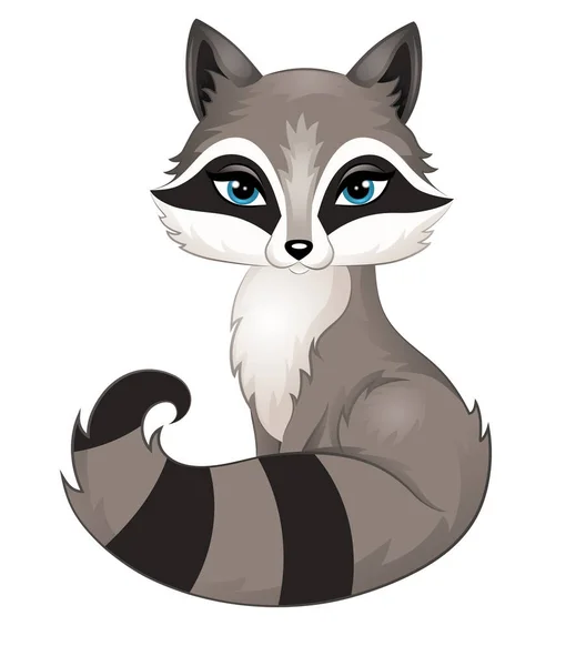 Portrait of a cute racoon isolated on white. — Stock Vector