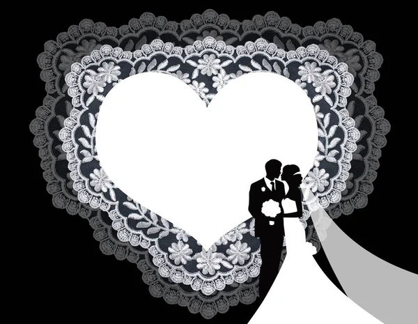 Einladung, Gruß- oder Hochzeitskarte mit weißer Spitze. — Stockfoto
