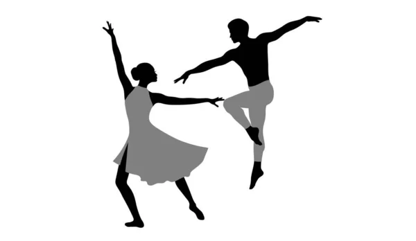 Beau ballet de couple dansant. Isolé sur blanc. — Image vectorielle