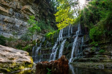 Ormanda büyük, güzel bir şelale..