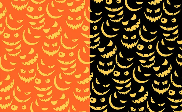 Modèle sans couture pour Halloween avec différents sourires en colère. — Image vectorielle