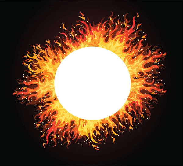 暗い背景に白い円で火のパターン — ストックベクタ