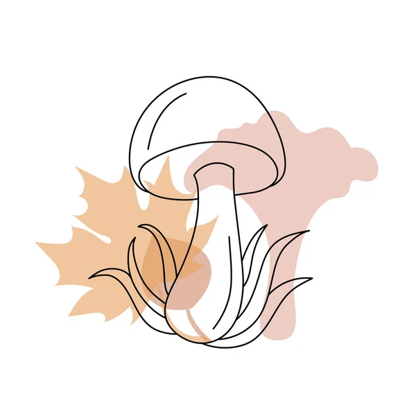 Seta en un estilo lineal dibujado a mano con siluetas coloridas de hojas de otoño. Aislado sobre blanco. — Vector de stock