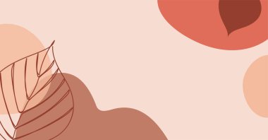 Renkli soyut arkaplanda el çizimi doğrusal bir sonbahar yaprağı.