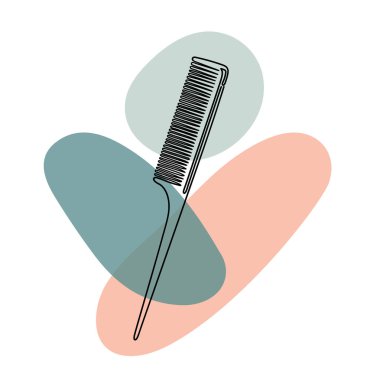 Renkli soyut lekeli tarağın sürekli siyah çizgisi olan soyut görüntü. Beyazda izole edilmiş.