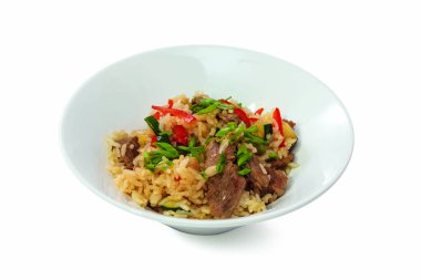 sıcak tabak beyaz bir arka plan üzerinde