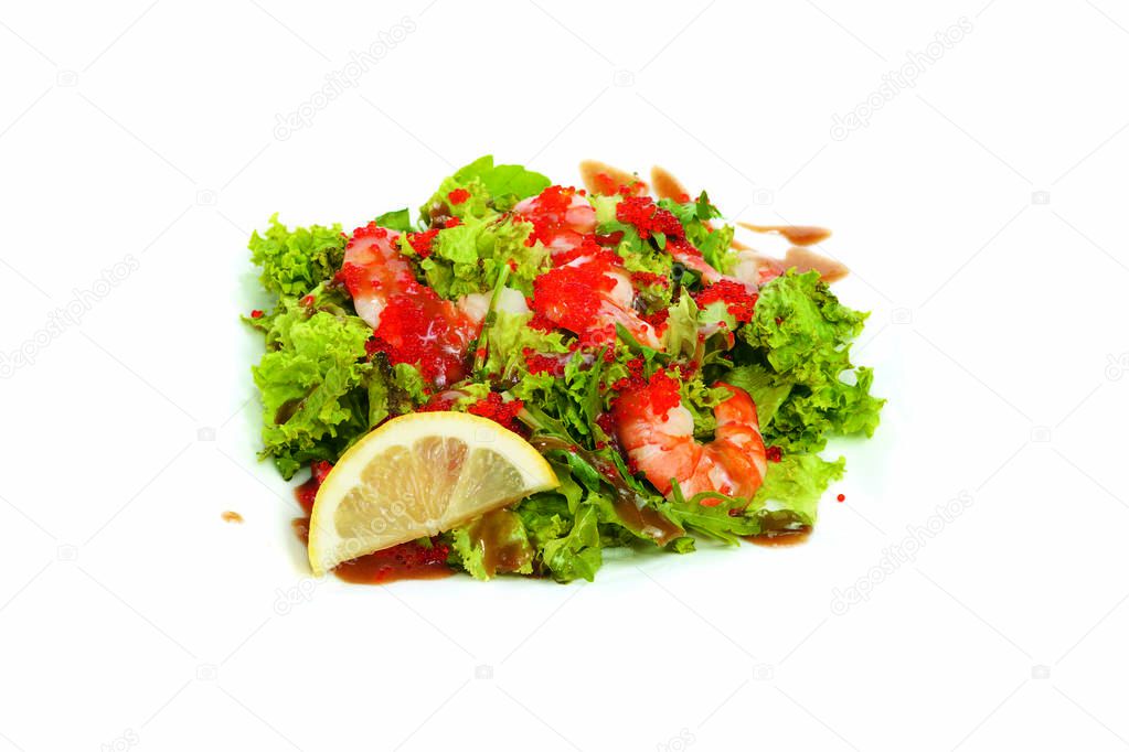 salad with seafood on a white background