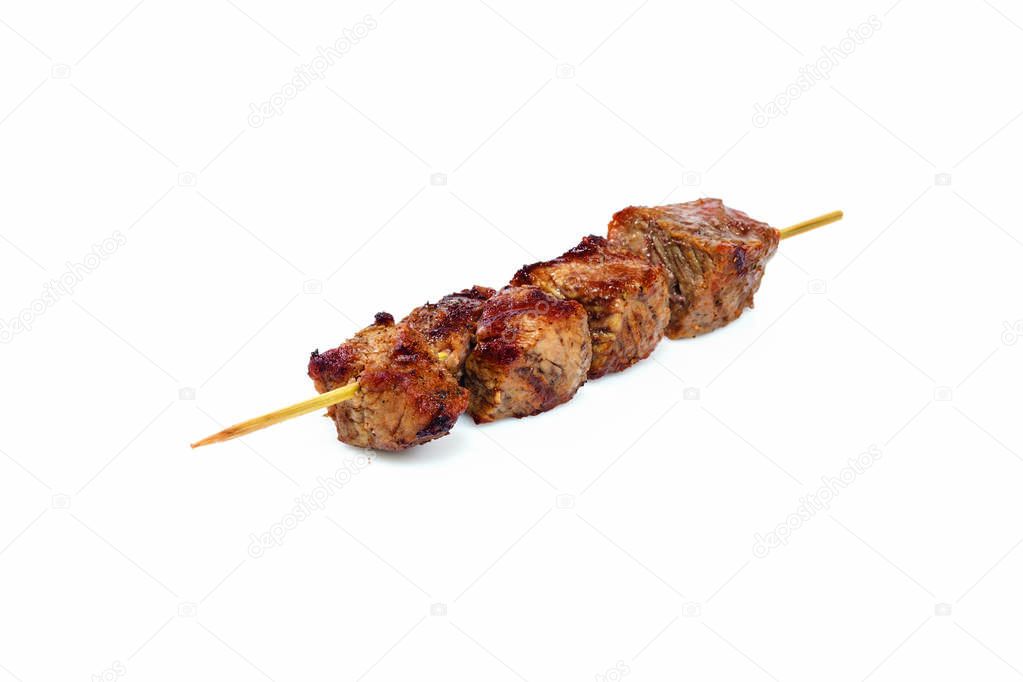 barbecue with seafood on a white background