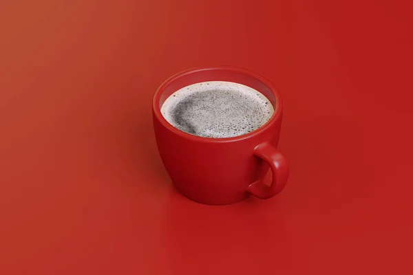 在红色背景上喝杯浓咖啡 — 图库照片