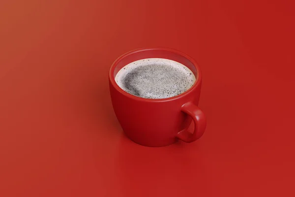 Eine Tasse Starken Kaffee Auf Rotem Hintergrund — Stockfoto