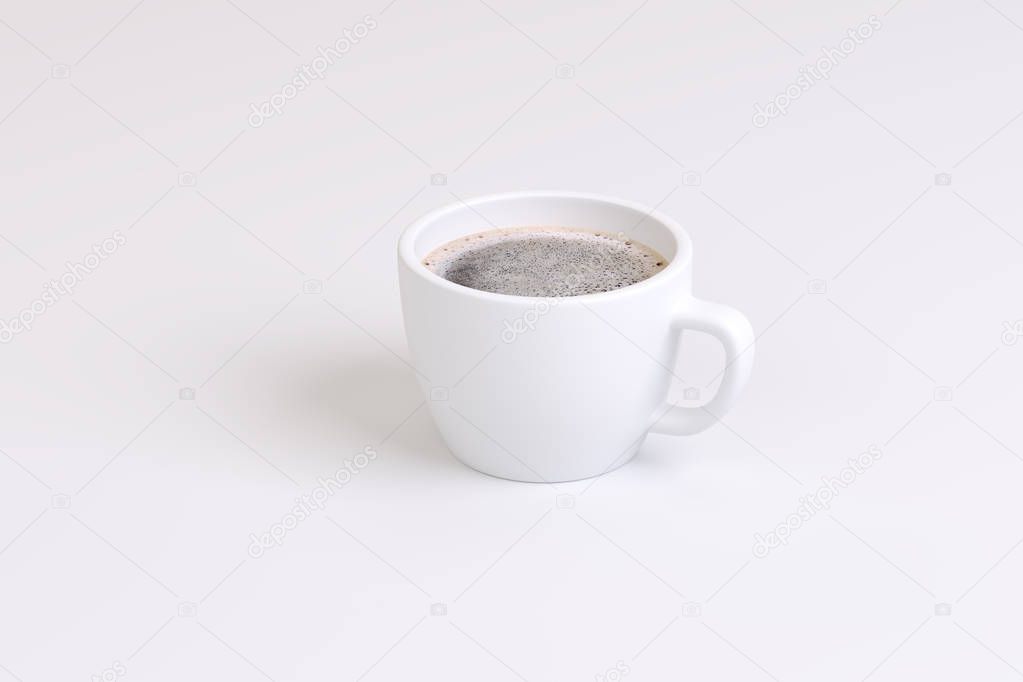 cup of strong coffee on a white background