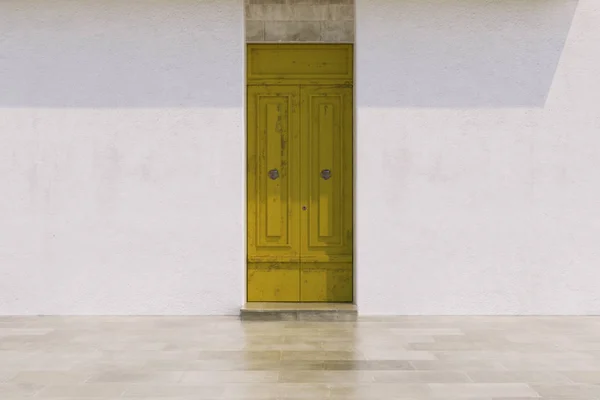 Tarihi Bir Yerde Eski Bir Evde Sarı Eski Kapılar Pankart — Stok fotoğraf