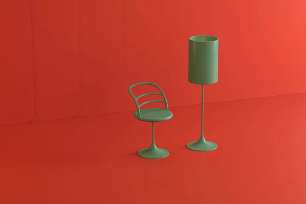 interior items in studio on a colored background