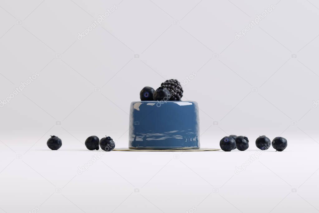 berry muffin with blackberries on a white background