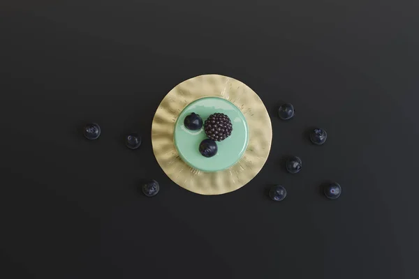 Berry Muffin Böğürtlen Siyah Bir Arka Plan Ile — Stok fotoğraf