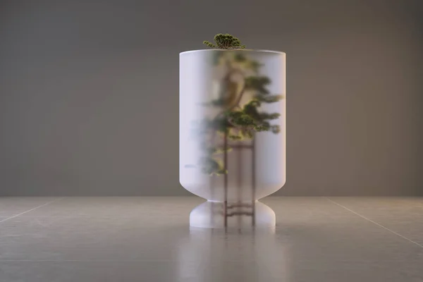 decorative high-tech plant vase on a colored background