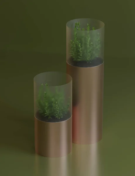 decorative high-tech plant vase on a colored background