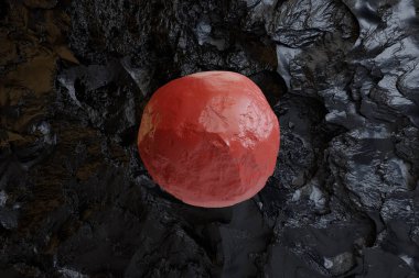 Studio siyah bir zemin üzerine kırmızı top levitating