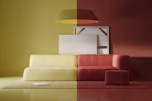 composition of colored interior items in the studio