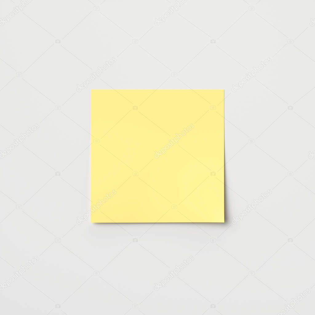 Yellow stick note on white background