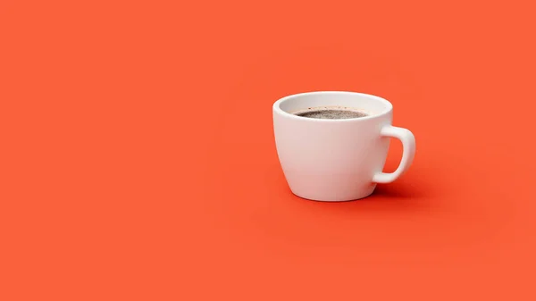Белая Чашка Кофе Изолированы Красном Фоне Открытка Баннер Сайта Рендеринг — стоковое фото