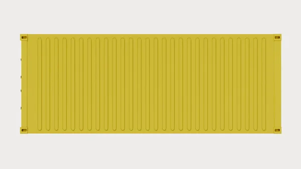 Проекція Фасаду Або Відбиток Жовтого Контейнера Доставки Білому Тлі Вид — стокове фото