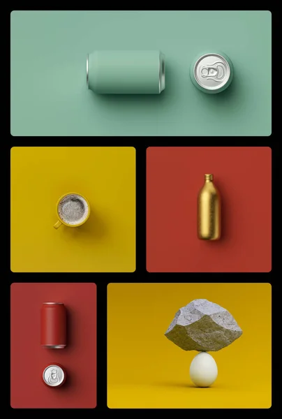 Banner Collage Iconos Minimalismo Conjuntos Elementos Iconos Relleno Para Sitio — Foto de Stock