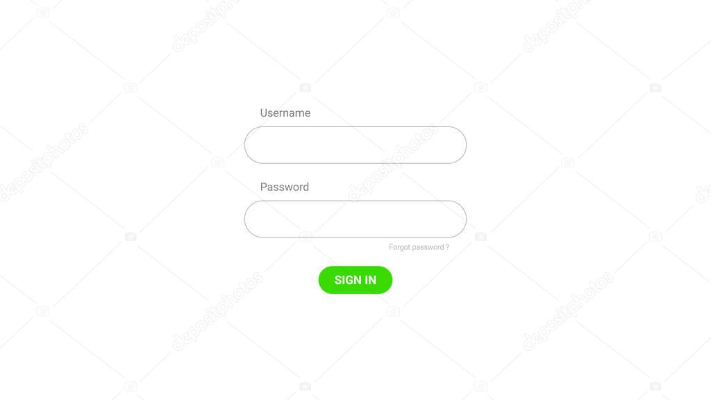 Interface of Password Box on login background. Online Username and Passwords. Template or example