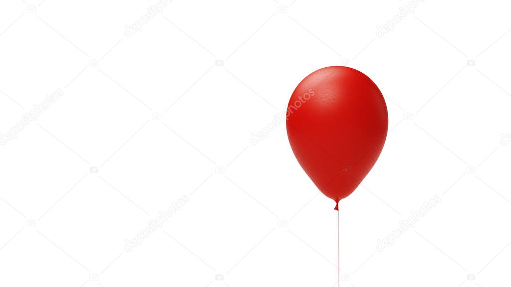 Red classic hot air balloon on white background, web banner or template, 3d rendering