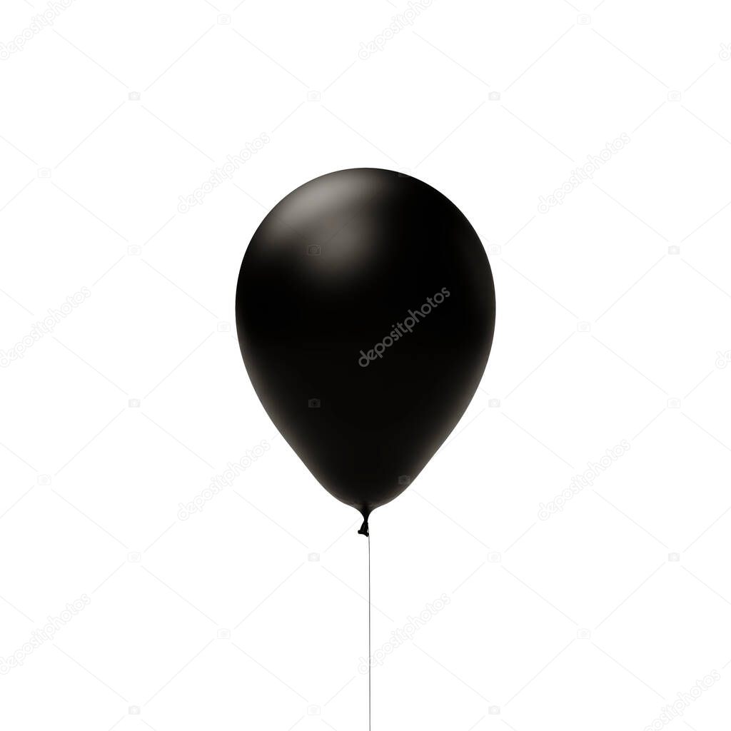 black classic hot air balloon on white background, web banner or template, 3d rendering