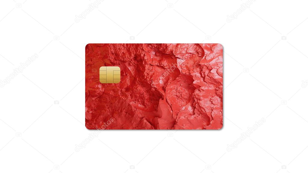 credit card with picture on white background, illustration, web banner or template, 3d rendering