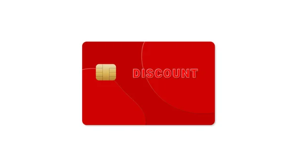 红色信用卡 带有白色背景 网页横幅或模板 3D渲染的折扣字母 — 图库照片