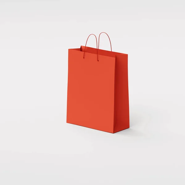 白い背景の赤い紙のショッピングバッグ ウェブバナーやテンプレート 3Dレンダリング — ストック写真