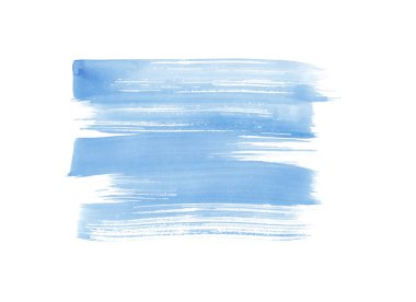 Soyut suluboya mavi nokta. Fırça dokusu. Elle çizilmiş leke, sıçrama. Beyaz arka planda yalıtılmış.