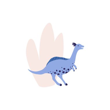 Düz tarzda Sevimli Dinozor vektör illüstrasyon. Poster, t-shirt, duvar kağıdı, kart için.