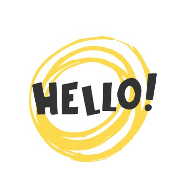 Merhaba yazı. Elle çizilmiş iillustration. Vektör görüntüsü.