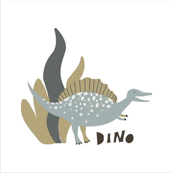 Rozkošný dinosauří ilustrace. Pro plakát, tričko, tapetu, kartu. — Stockový vektor